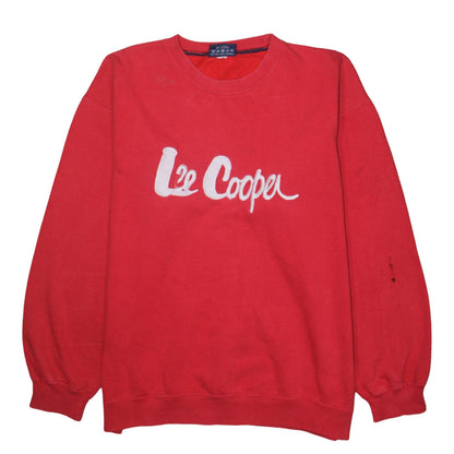 Additional front view of Lee Cooper Men's Red Crew Neck Pullover Sweatshirt L Retro Logo