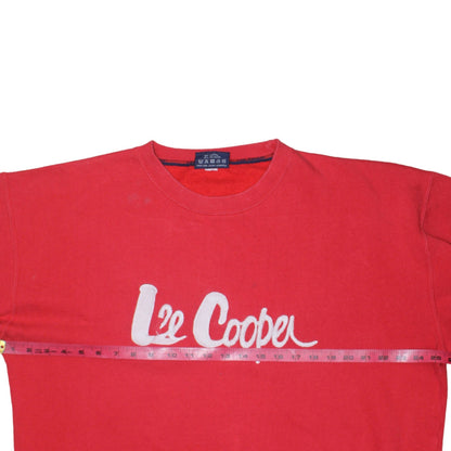 Back view of Lee Cooper Men's Red Crew Neck Pullover Sweatshirt L Retro Logo