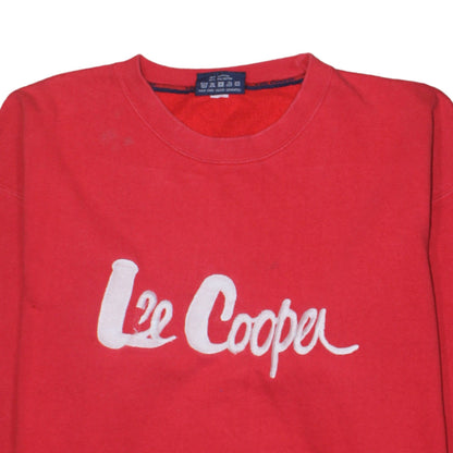 Additional view of Lee Cooper Men's Red Crew Neck Pullover Sweatshirt L Retro Logo