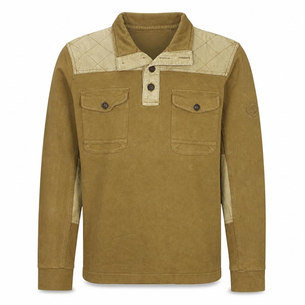 Timberland Earthkeepers Men’s Brown XL Henley Sweatshirt Quilted Shoulder