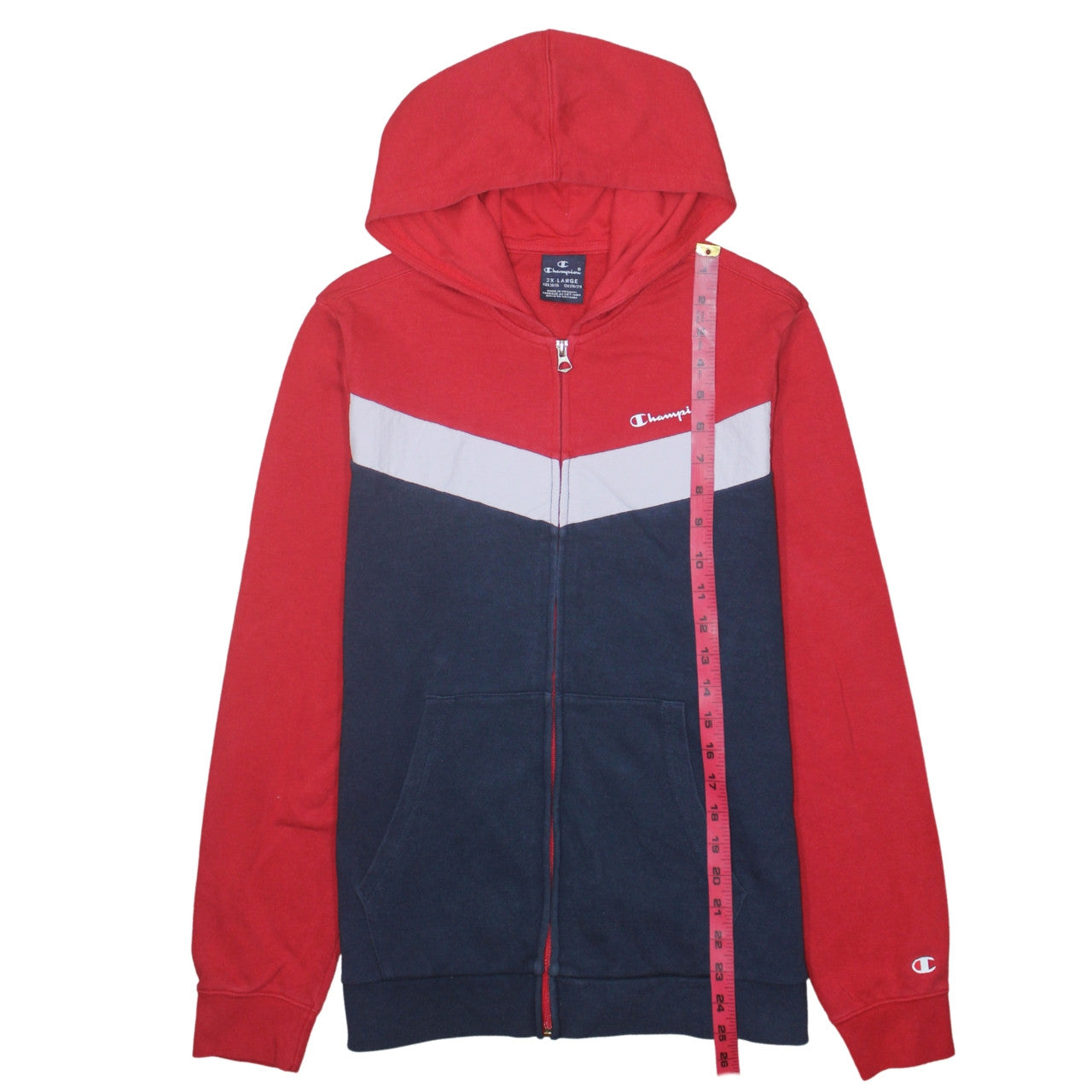 Champion Boys Red Blue Colourblock Full Zip Hoodie Size 15-16 Years
