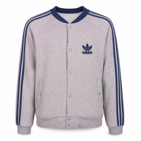 adidas Men's Grey Button Sweatshirt M Sports Logo Long Sleeve