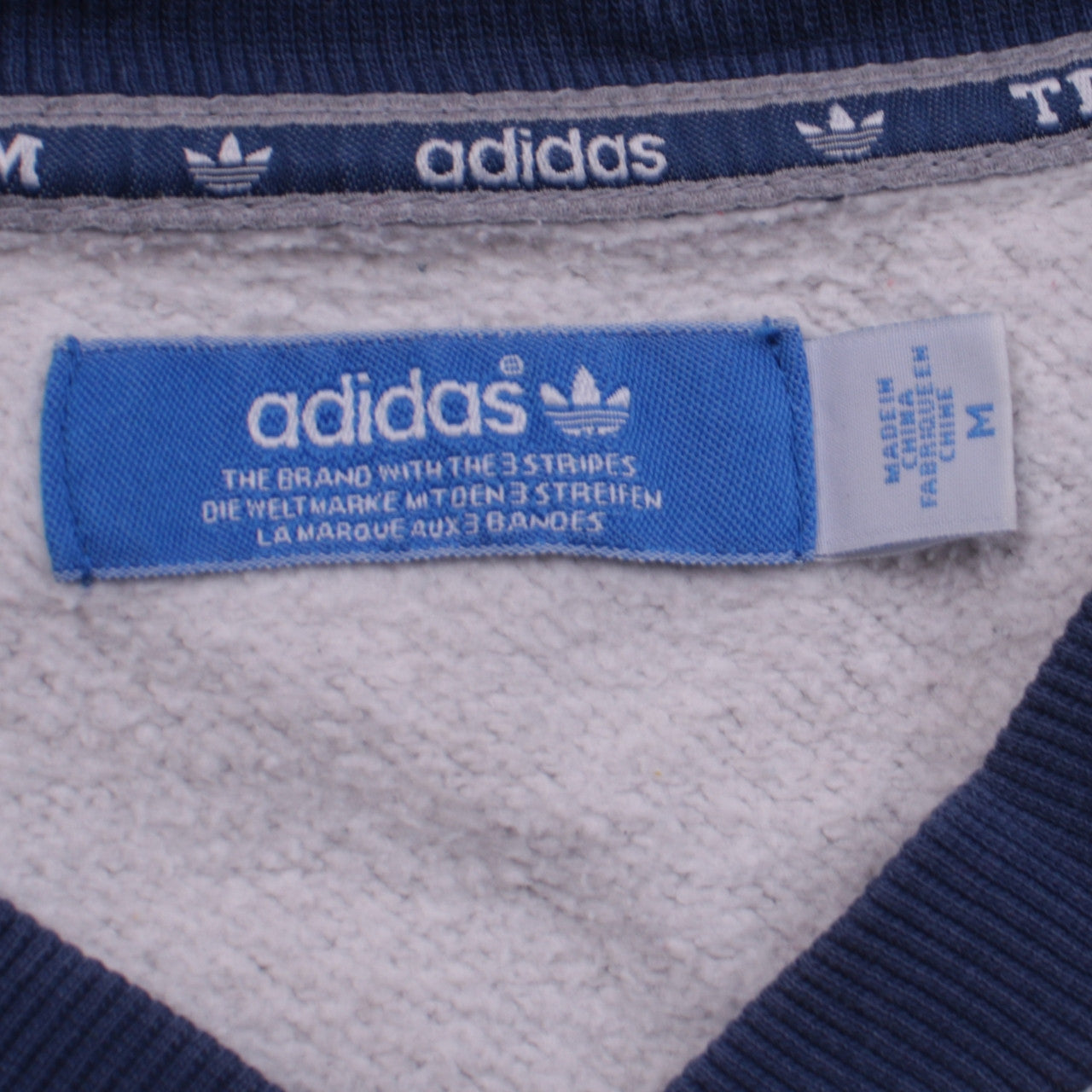 adidas Men's Grey Button Sweatshirt M Sports Logo Long Sleeve