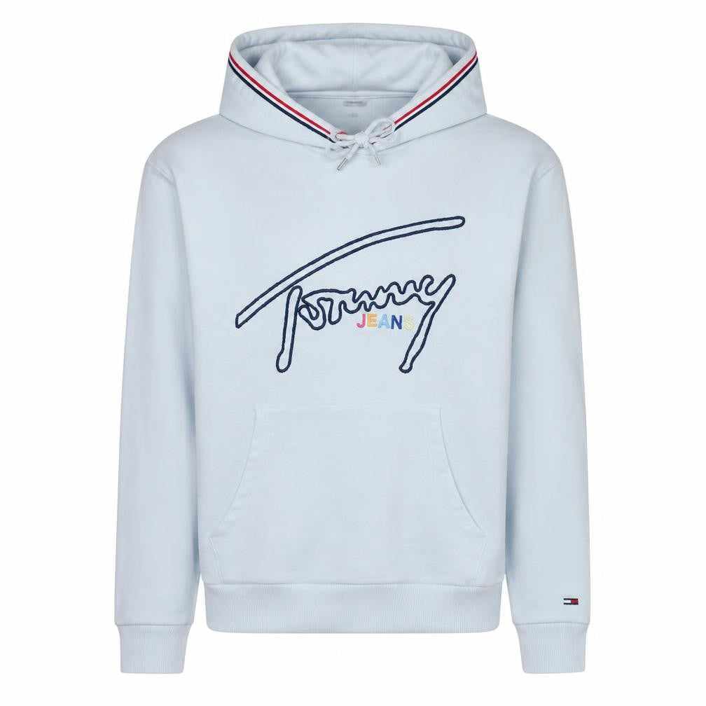 Tommy Jeans Men's White Pullover Hoodie Size L Embroidered Logo