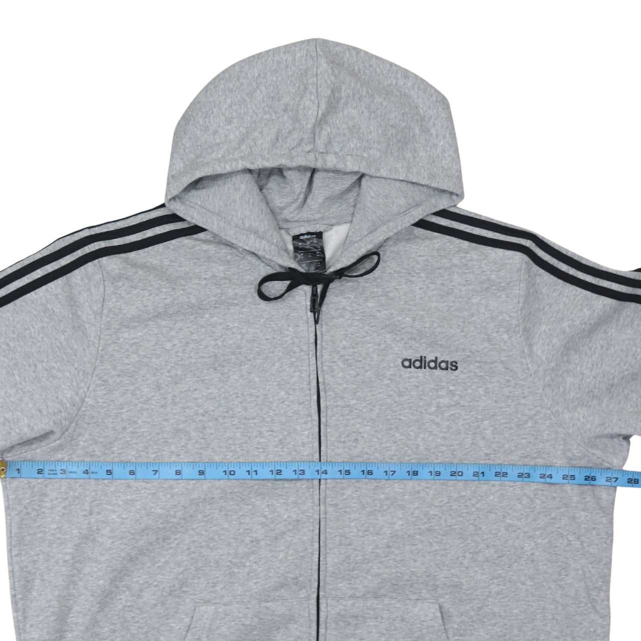 Adidas Men’s Grey Full Zip Hoodie 2XL Sports Fleece Hooded Top
