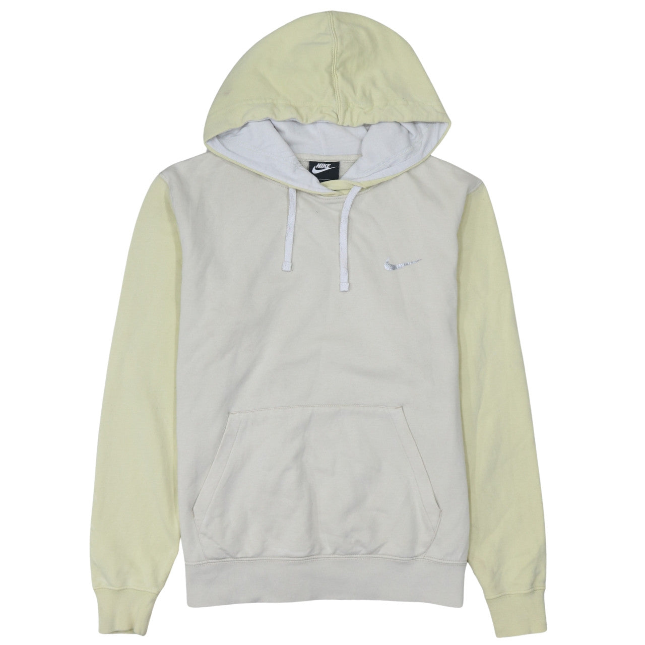 Nike Women Beige & Yellow Pullover Hoodie Small Cotton Blend