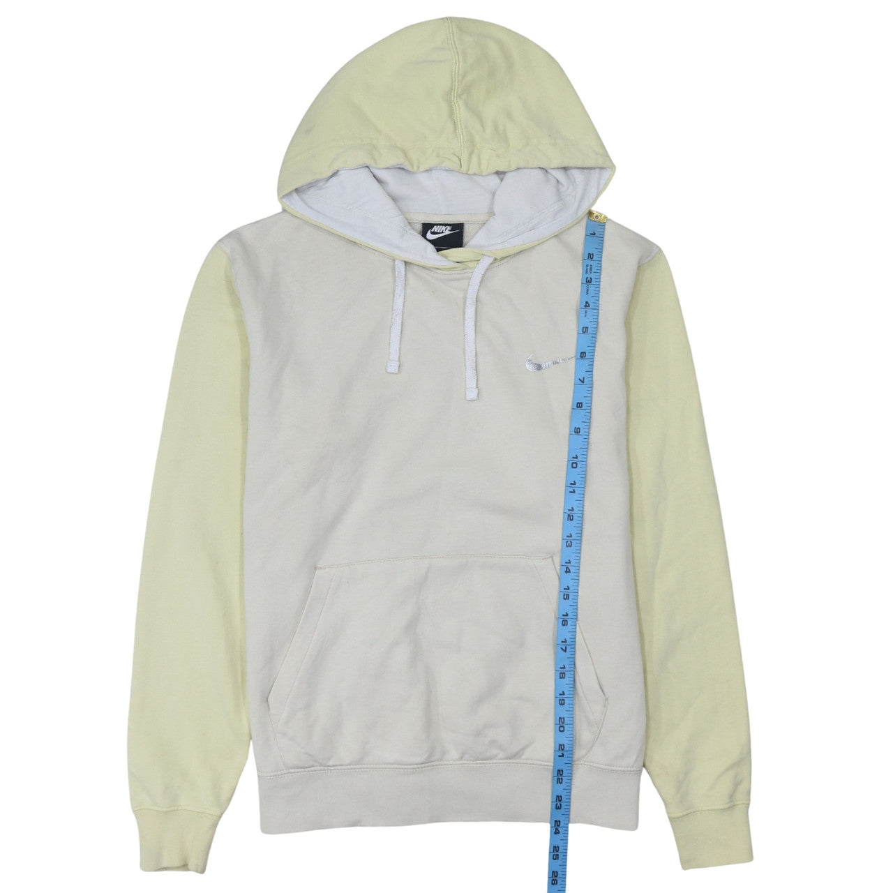 Nike Women Beige & Yellow Pullover Hoodie Small Cotton Blend