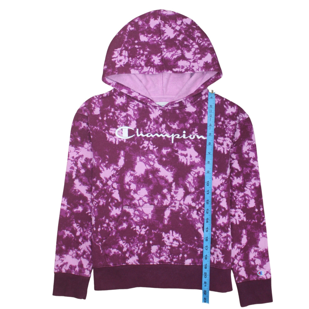 Champion Womens Purple Tie Dye Hoodie Small Pullover Cotton Blend