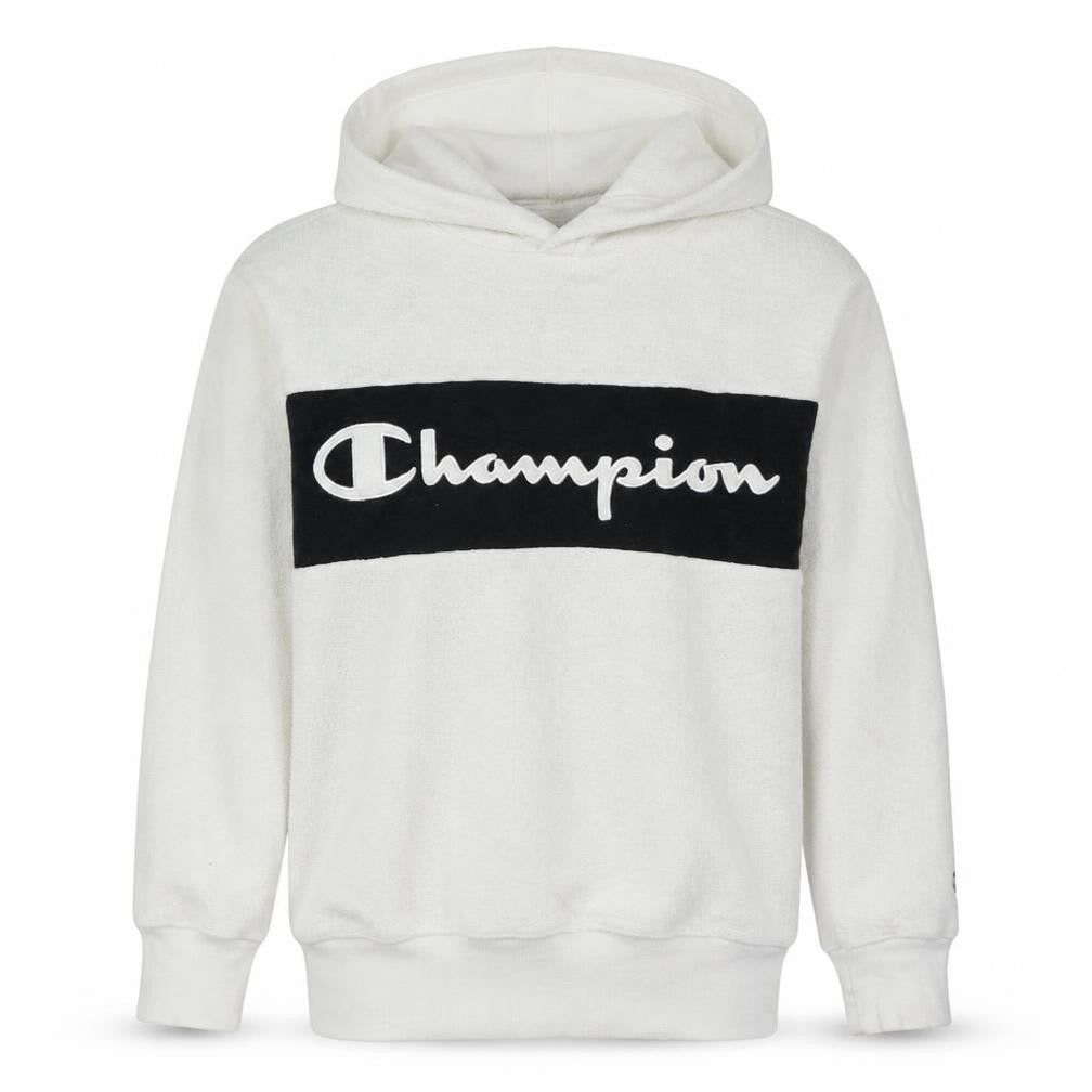 Champion Women's White Pullover Hoodie Medium Fleece Logo Sweatshirt
