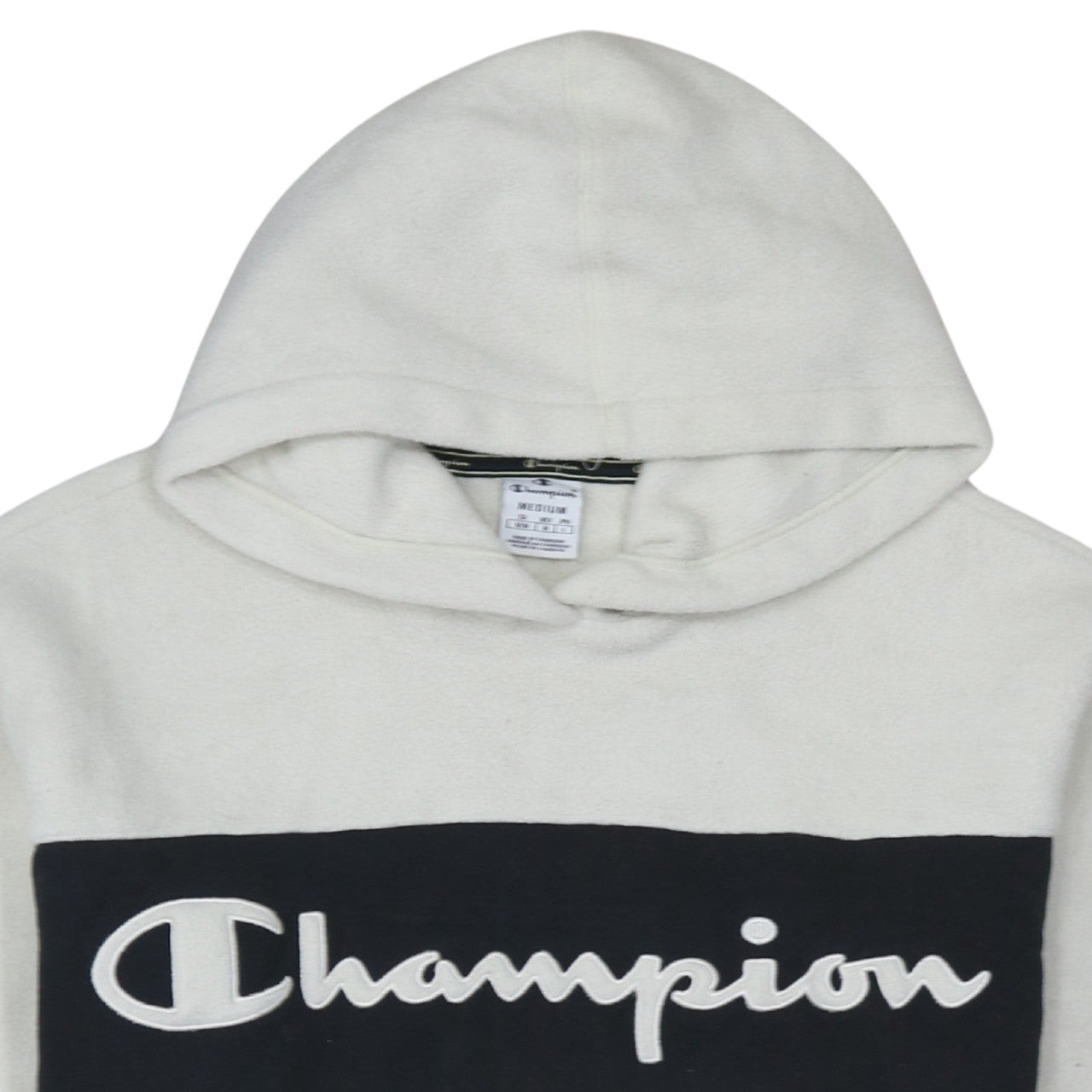 Champion Women's White Pullover Hoodie Medium Fleece Logo Sweatshirt