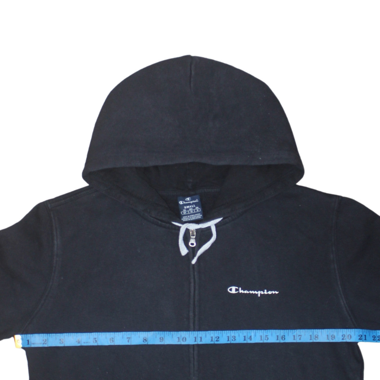 Champion Men's Black Small Full Zip Hoodie Fleece Sweatshirt