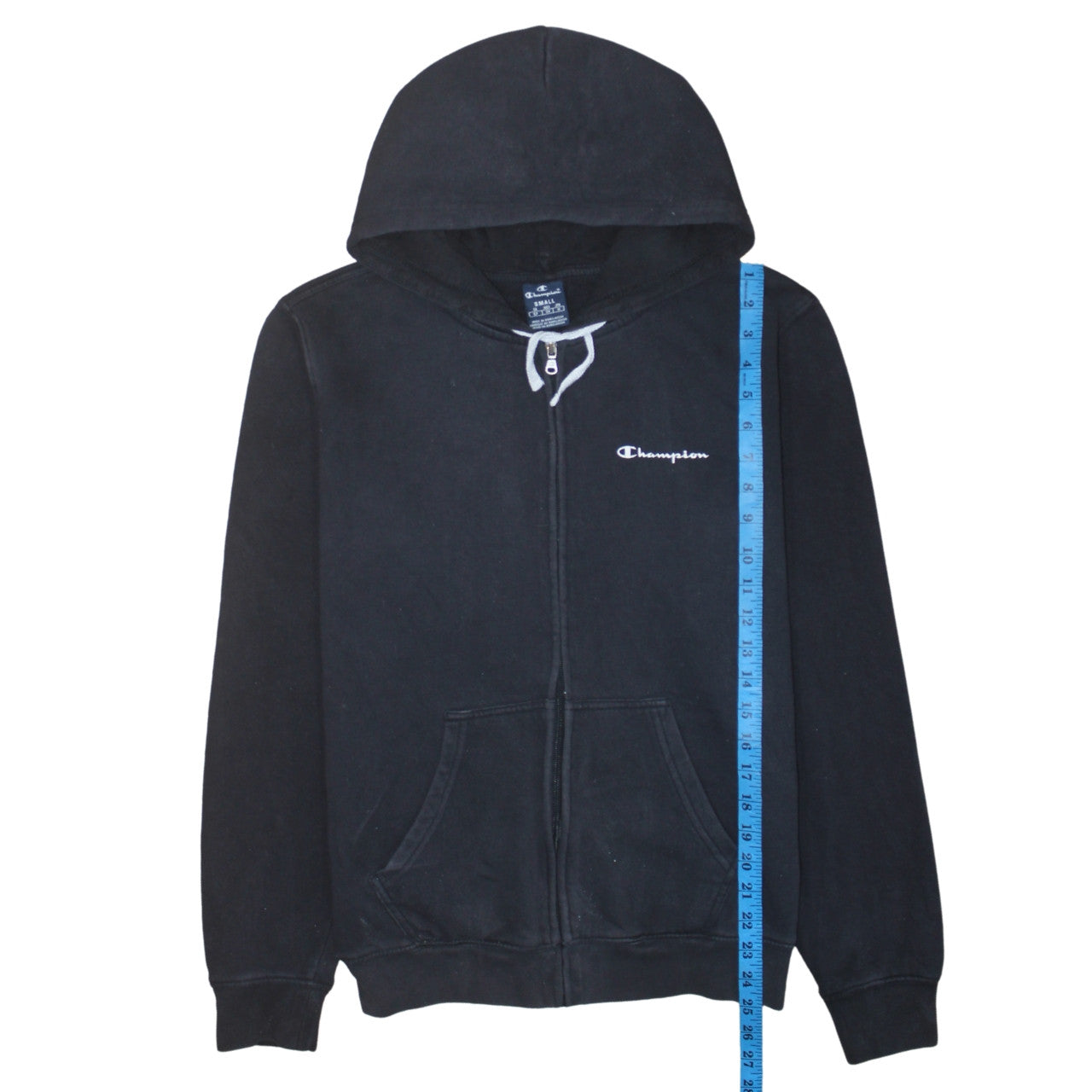 Champion Men's Black Small Full Zip Hoodie Fleece Sweatshirt