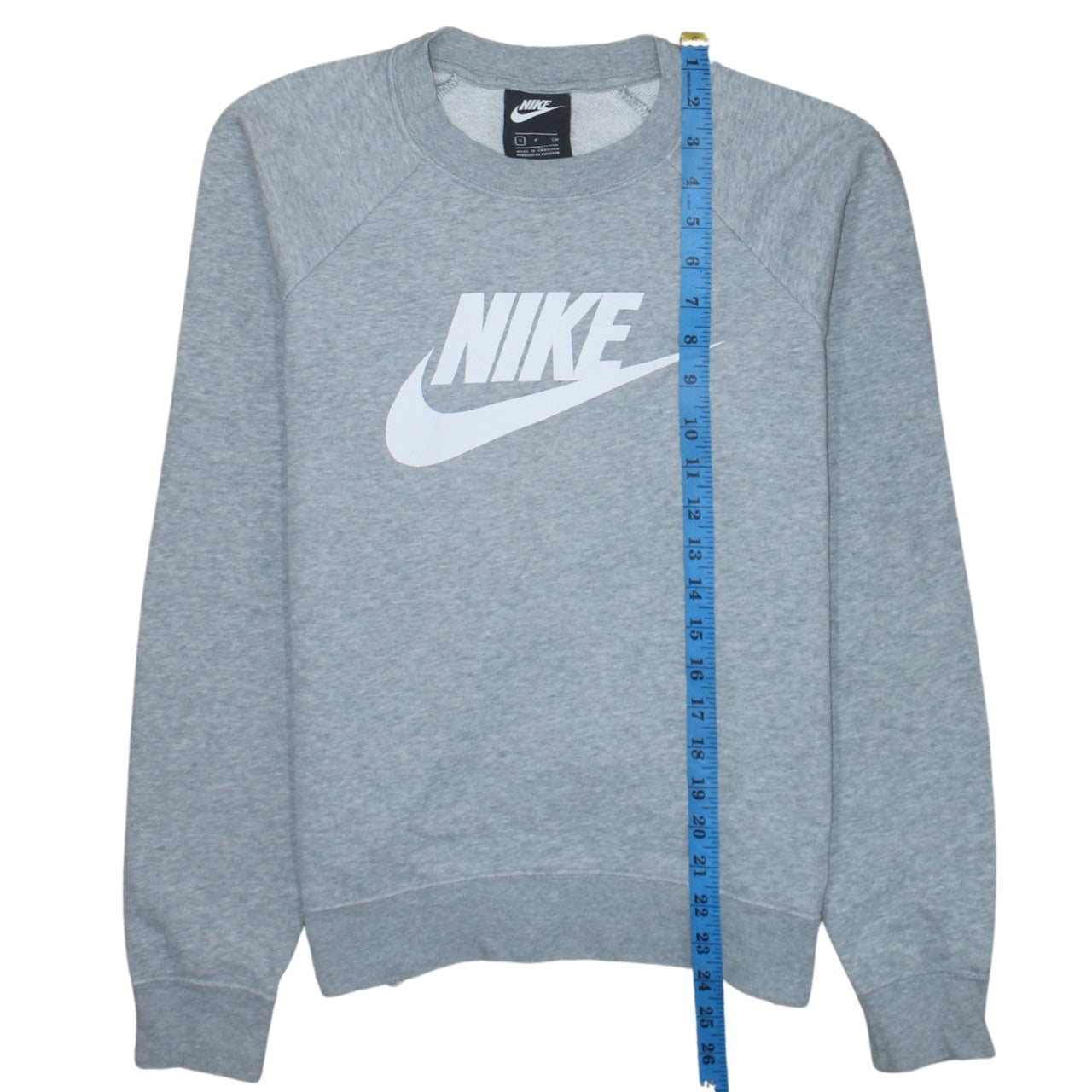 Nike Women’s Grey Small Pullover Sweatshirt Crew Neck Logo Print