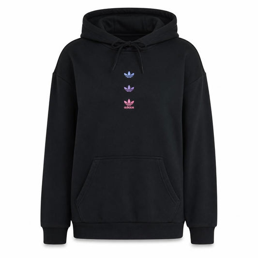 Adidas Womens Black Hooded Pullover Sweatshirt Size 10 Classic Fit