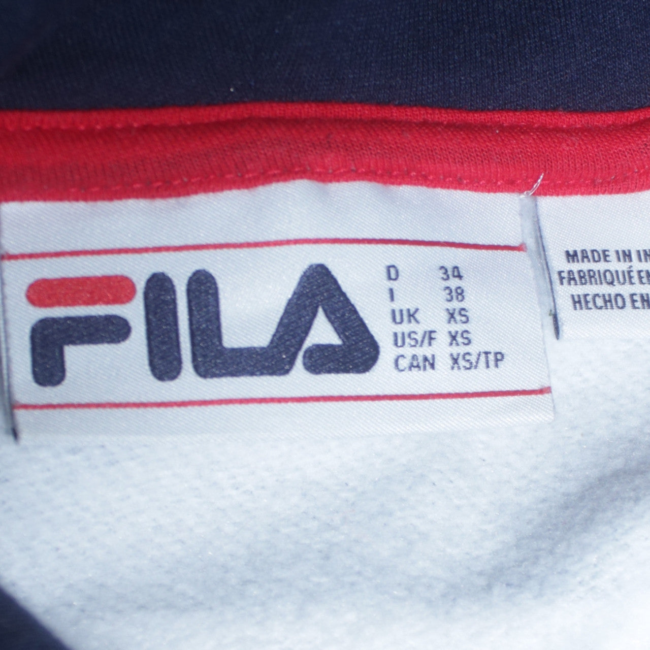 Fila Womens Navy Striped Pullover Hoodie XS Cotton Blend