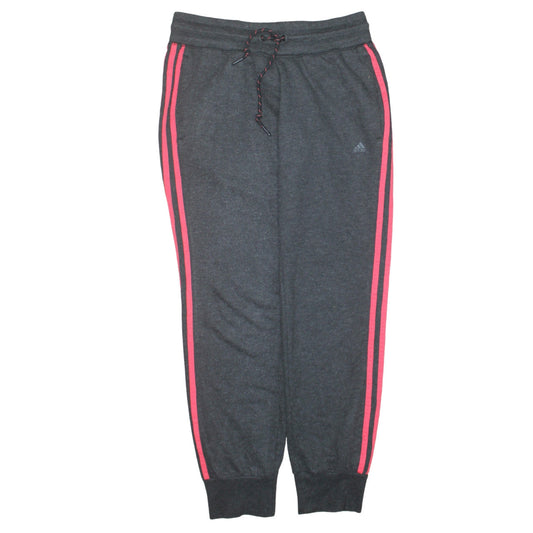 Adidas Women Charcoal Jogger Sweatpants S Climalite Drawstring Tracksuit Bottoms
