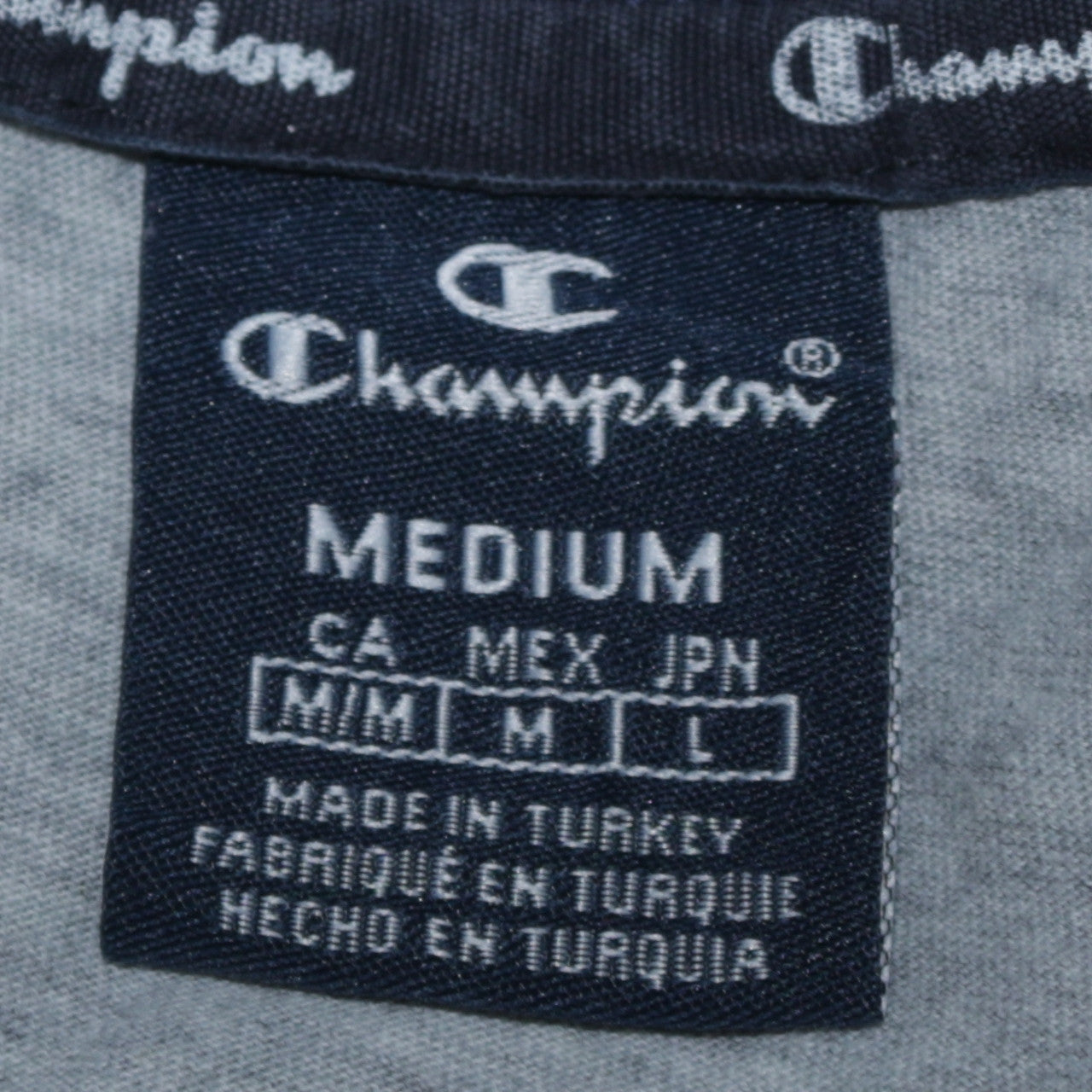 Champion Men's Grey Colourblock Logo Crew Neck Cotton T-Shirt M