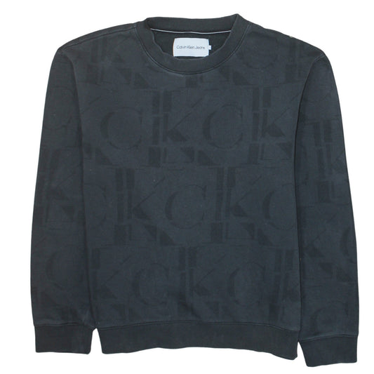 Calvin Klein Jeans Men's Black Logo Sweatshirt M Regular Fit