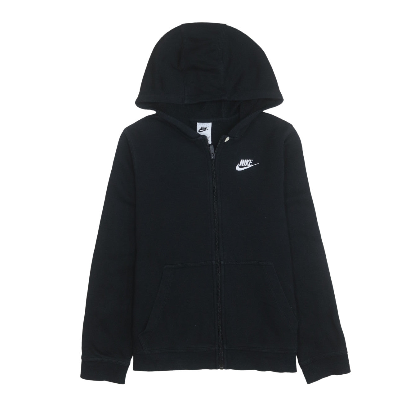 Nike Boys Black Full Zip Hoodie L 147-158cm Cotton Blend Logo