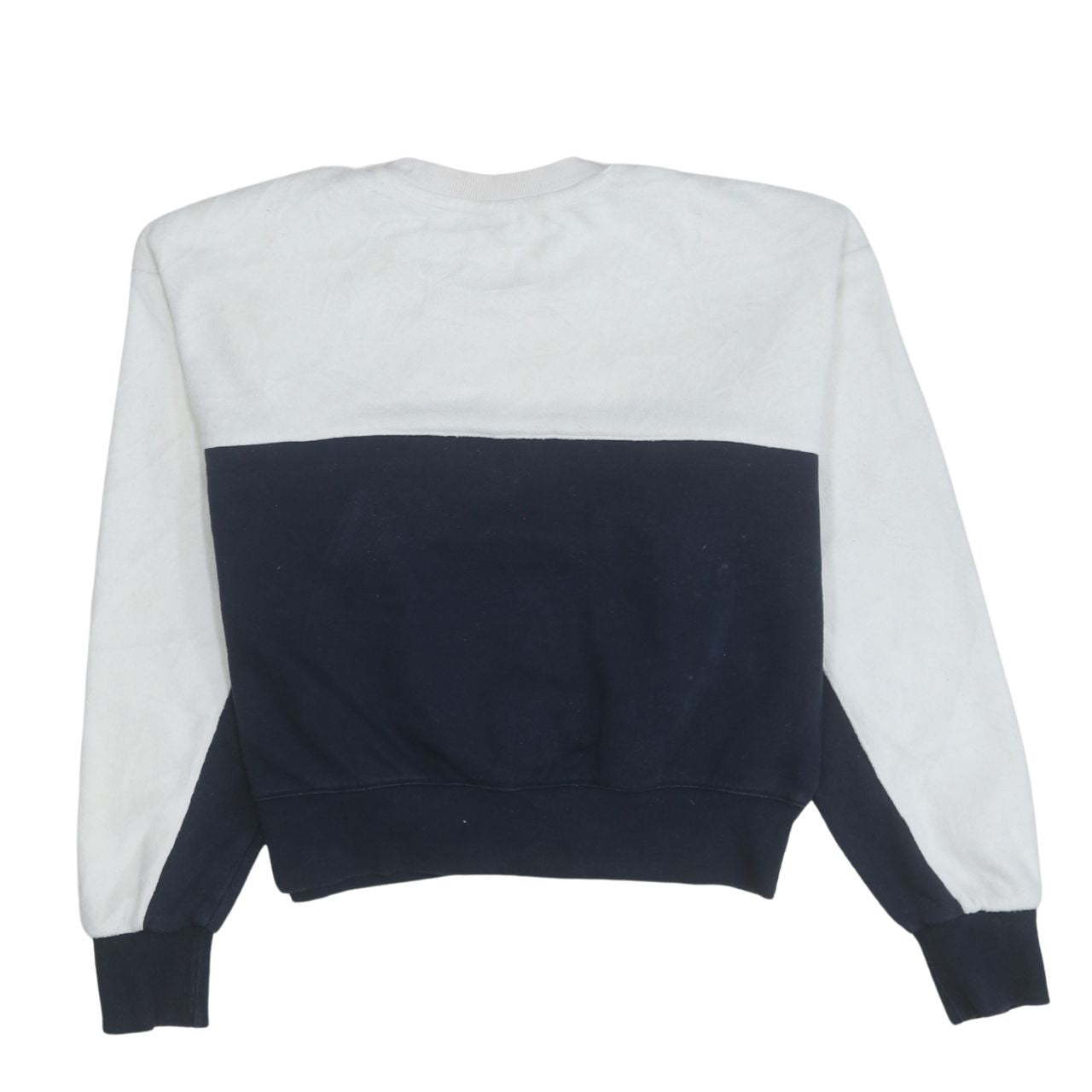 Champion Women's Beige and Navy Colourblock Crew Neck Sweatshirt Medium