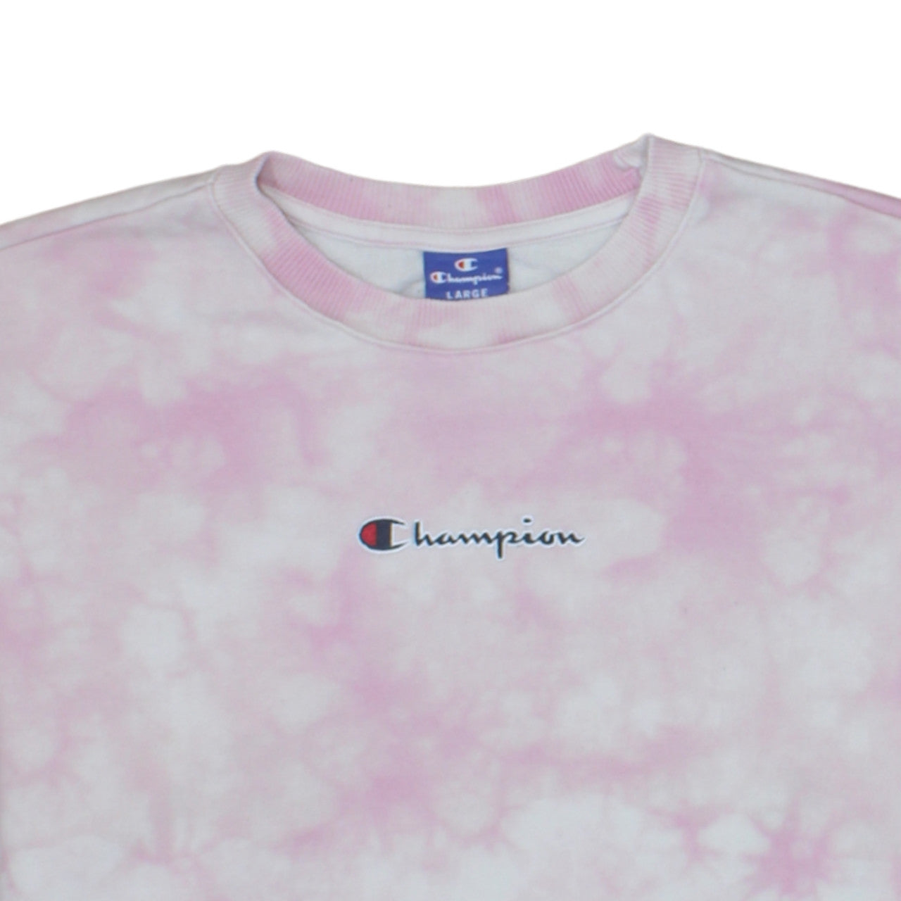 Champion Women Pink Tie Dye Pullover Sweatshirt Size L Cotton Blend