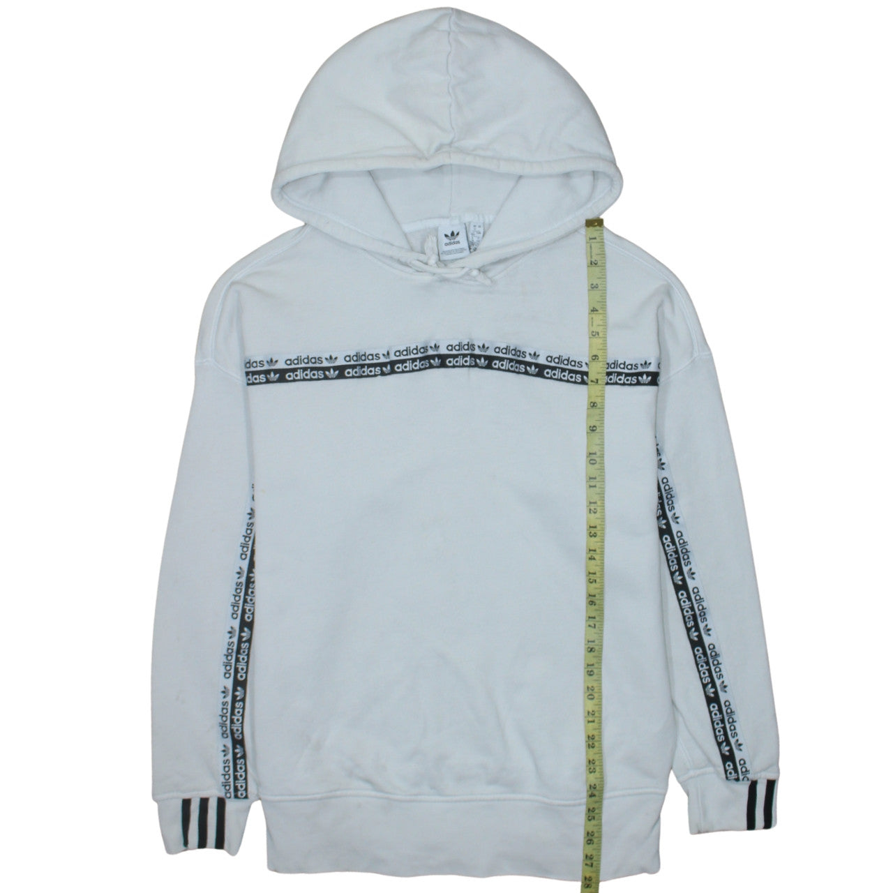 Adidas Womens White Pullover Hoodie Size 12 Long Sleeve Logo Design