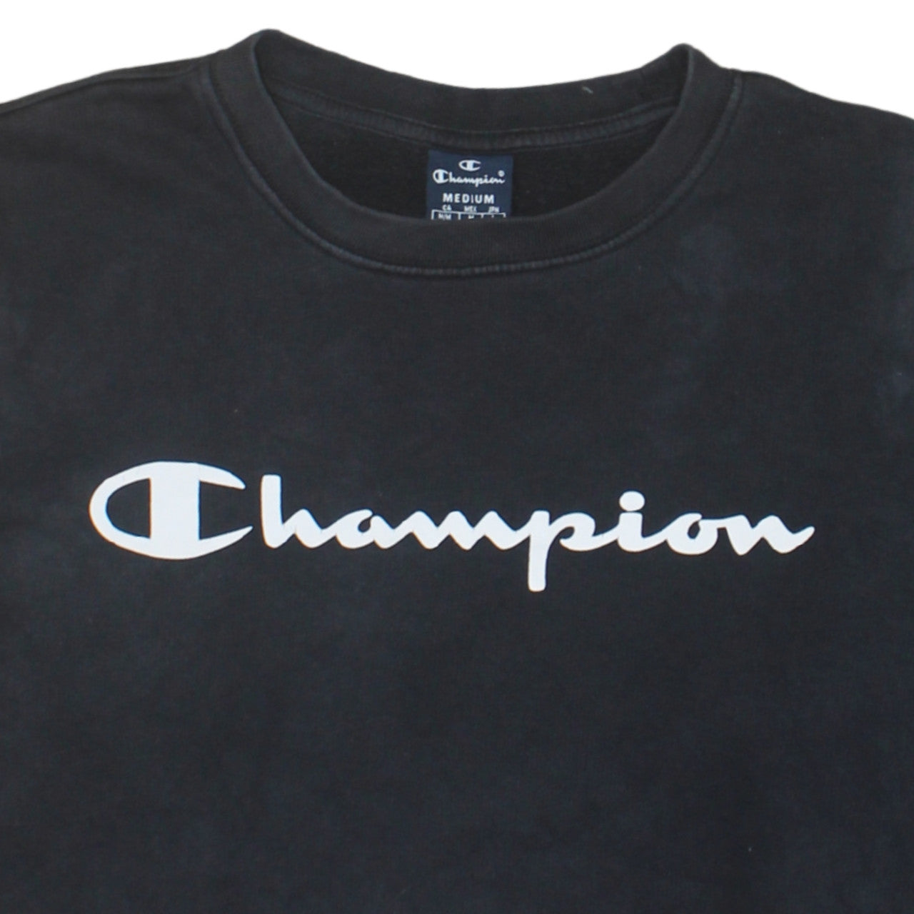 Champion Men's Black Medium Pullover Crew Neck Logo Sweatshirt