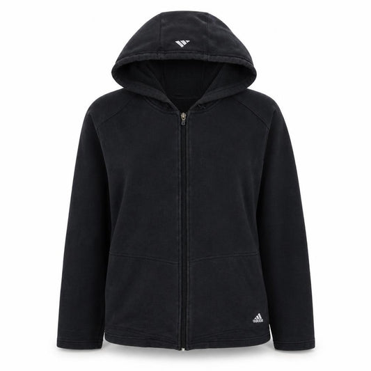 Adidas Womens Black Full Zip Hoodie Size M Classic Hooded Sweatshirt