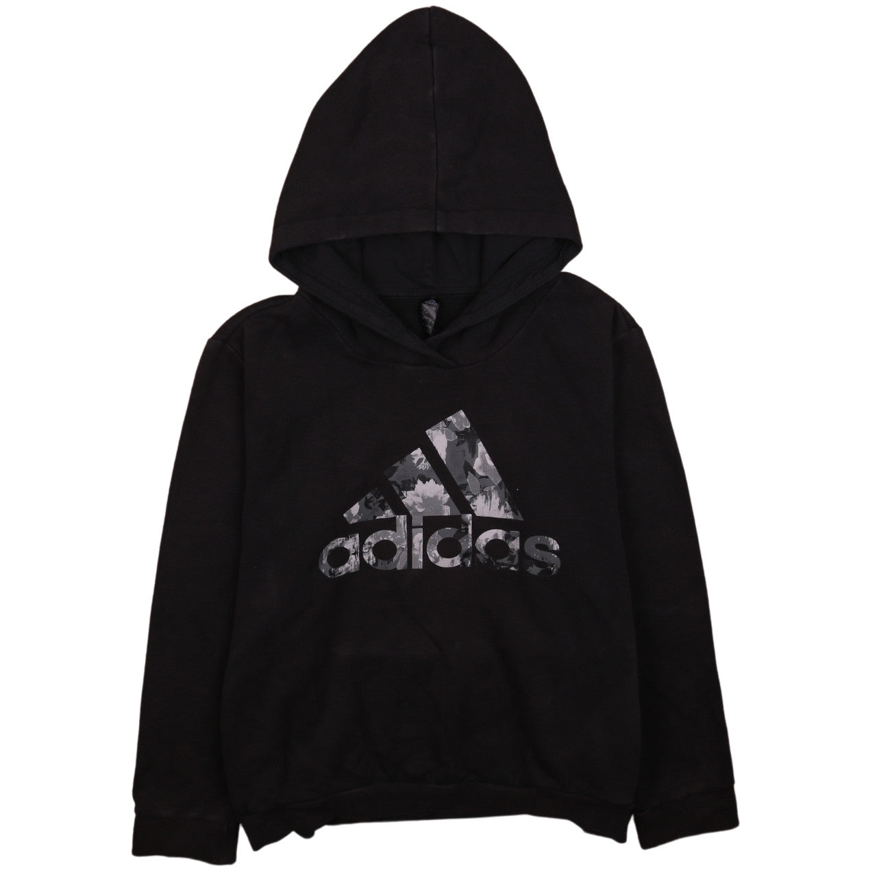 Adidas Women's Black Pullover Hoodie Size L 16-18 Logo Print Sportswear