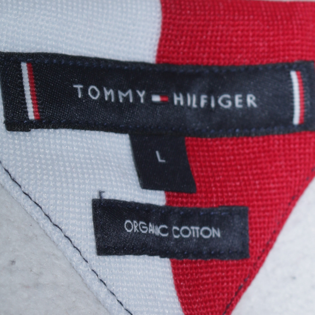 Tommy Hilfiger Men's White Pullover Hoodie L Regular Fit Cotton