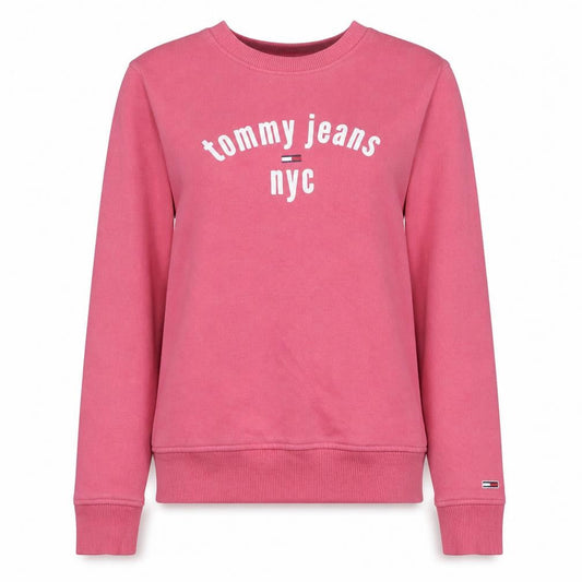 Front view of Tommy Jeans Women's Pink XS Pullover Sweatshirt NYC Logo