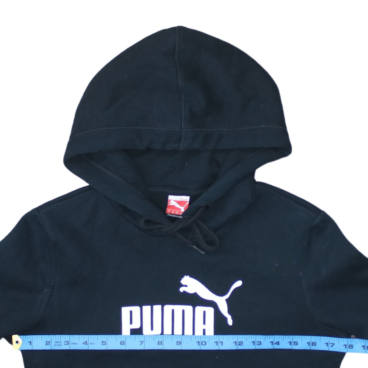 Puma Women Black Small Pullover Hoodie Cotton Blend Logo Sweatshirt