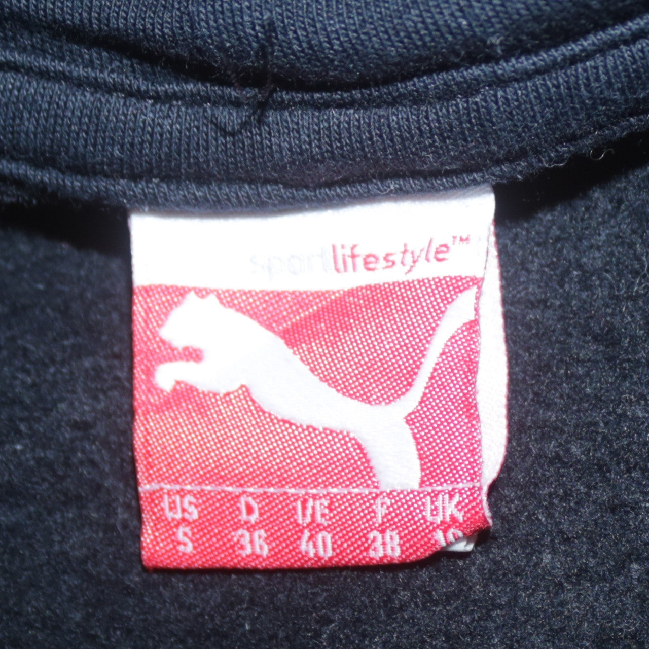 Puma Women Black Small Pullover Hoodie Cotton Blend Logo Sweatshirt