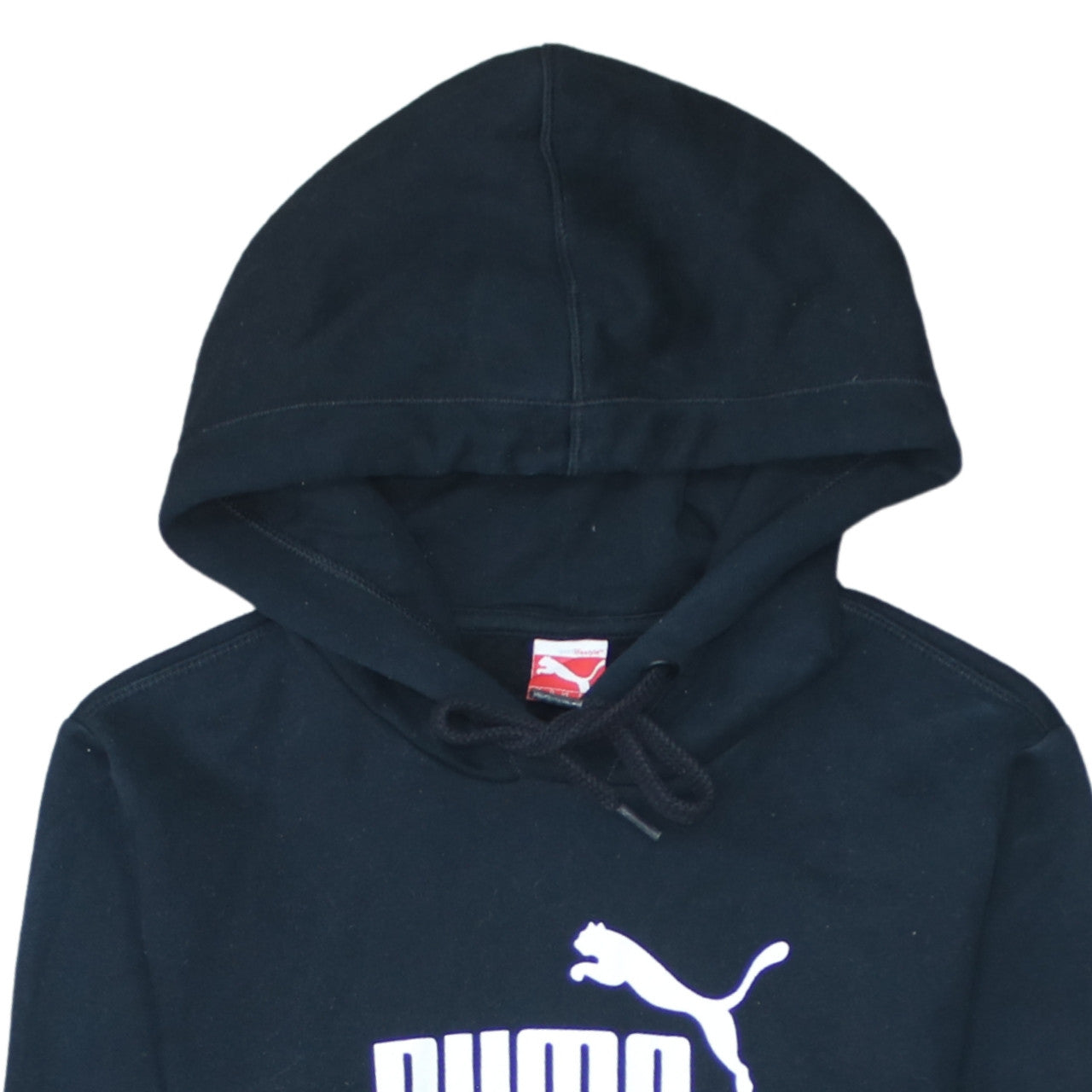 Puma Women Black Small Pullover Hoodie Cotton Blend Logo Sweatshirt