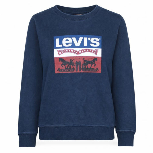 Levi's Womens Navy Blue Logo Crew Neck Sweatshirt Size 12