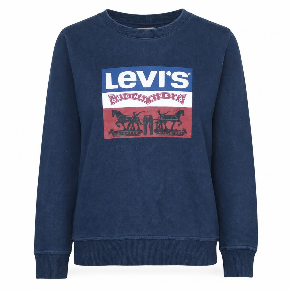 Levi's Womens Navy Blue Logo Crew Neck Sweatshirt Size 12