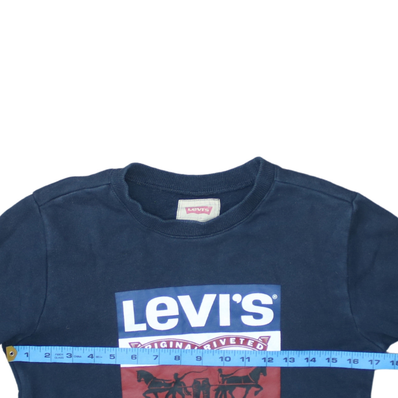 Levi's Womens Navy Blue Logo Crew Neck Sweatshirt Size 12
