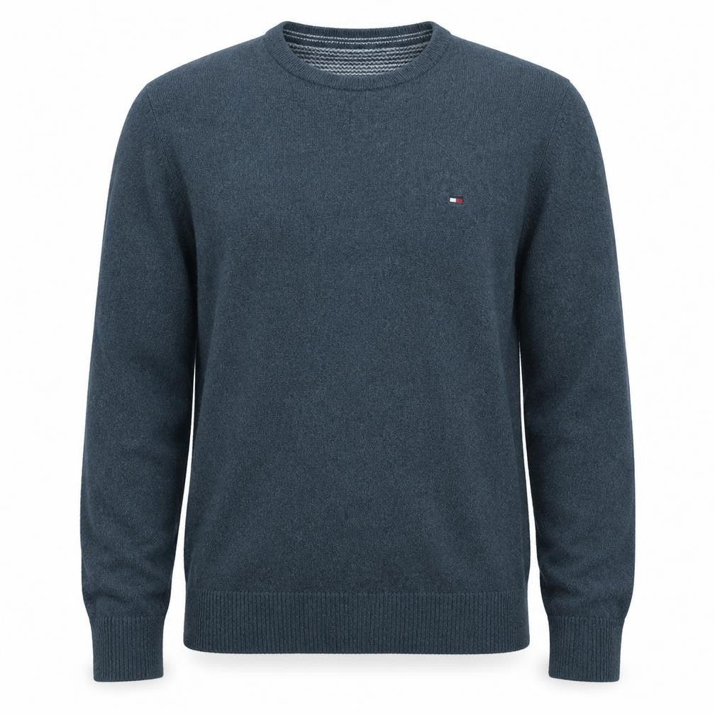 Tommy Hilfiger Men's Blue Cotton Cashmere Crew Neck Jumper M