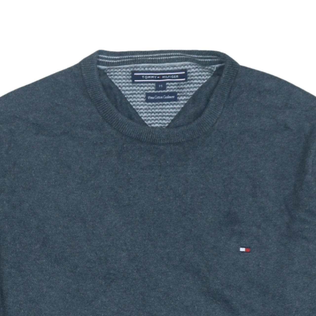 Tommy Hilfiger Men's Blue Cotton Cashmere Crew Neck Jumper M