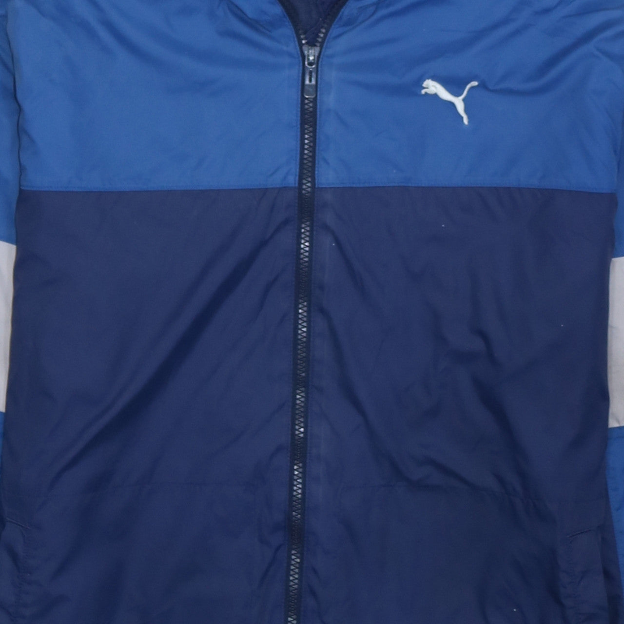 Puma Men Blue L Lightweight Hooded Full Zip Windbreaker Jacket