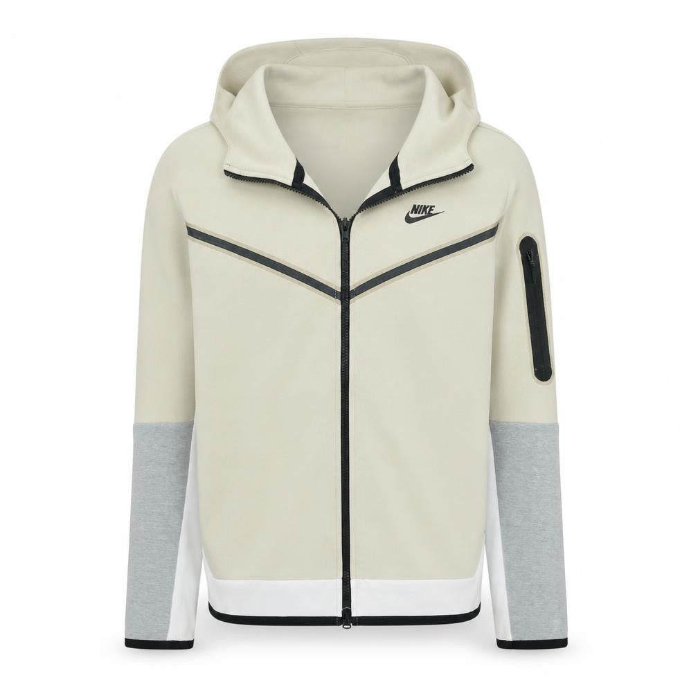 Nike Men's Beige Full Zip Hoodie M - Logo Hooded Sweatshirt