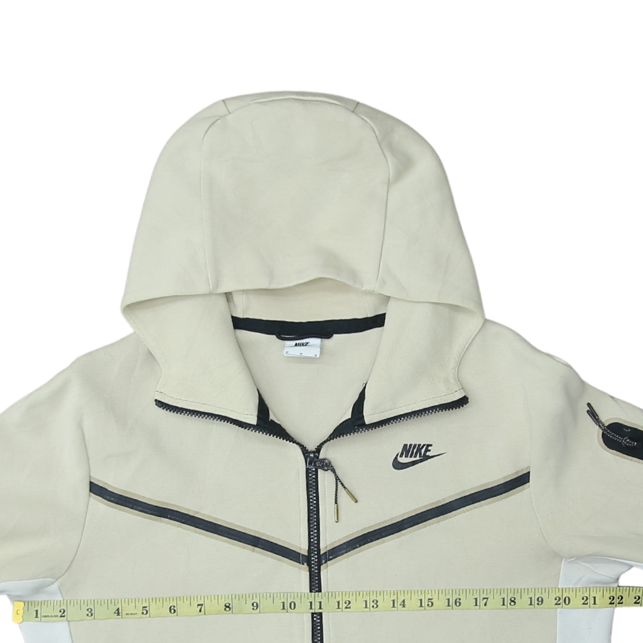 Nike Men's Beige Full Zip Hoodie M - Logo Hooded Sweatshirt