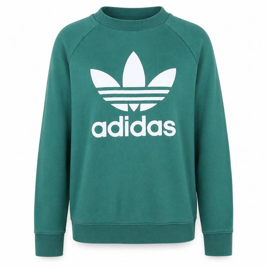 Adidas Women Green Crew Neck Long Sleeve Pullover Sweatshirt UK 8