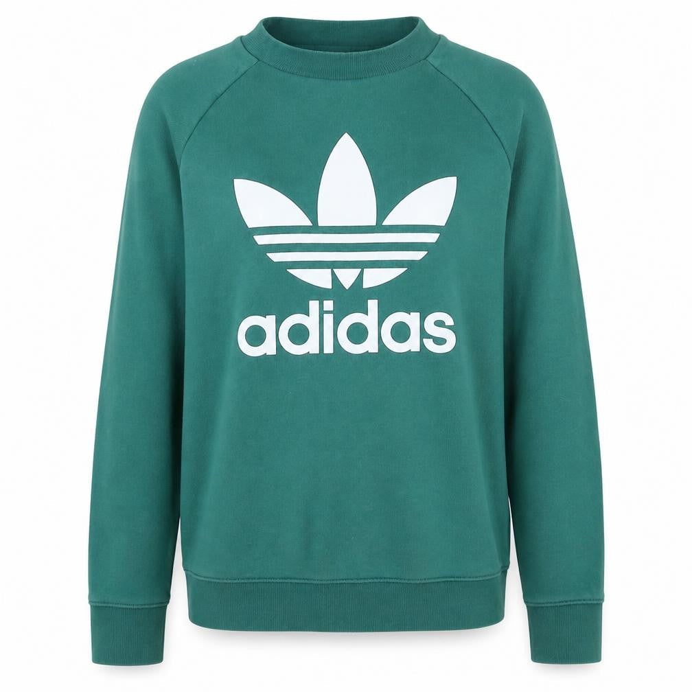 Adidas Women Green Crew Neck Long Sleeve Pullover Sweatshirt UK 8