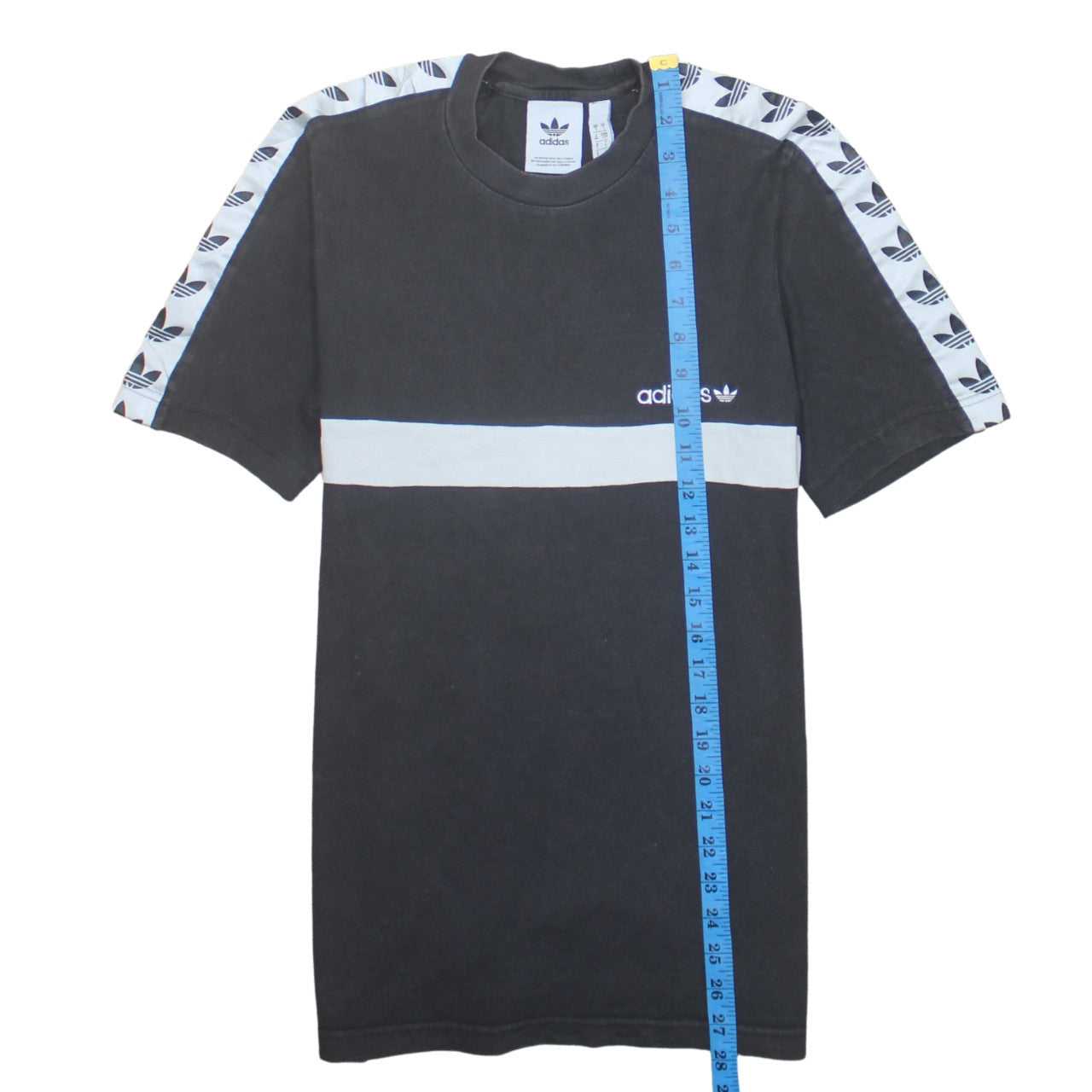 Adidas Men's Black Crew Neck Short Sleeve Stripe T-Shirt Size S