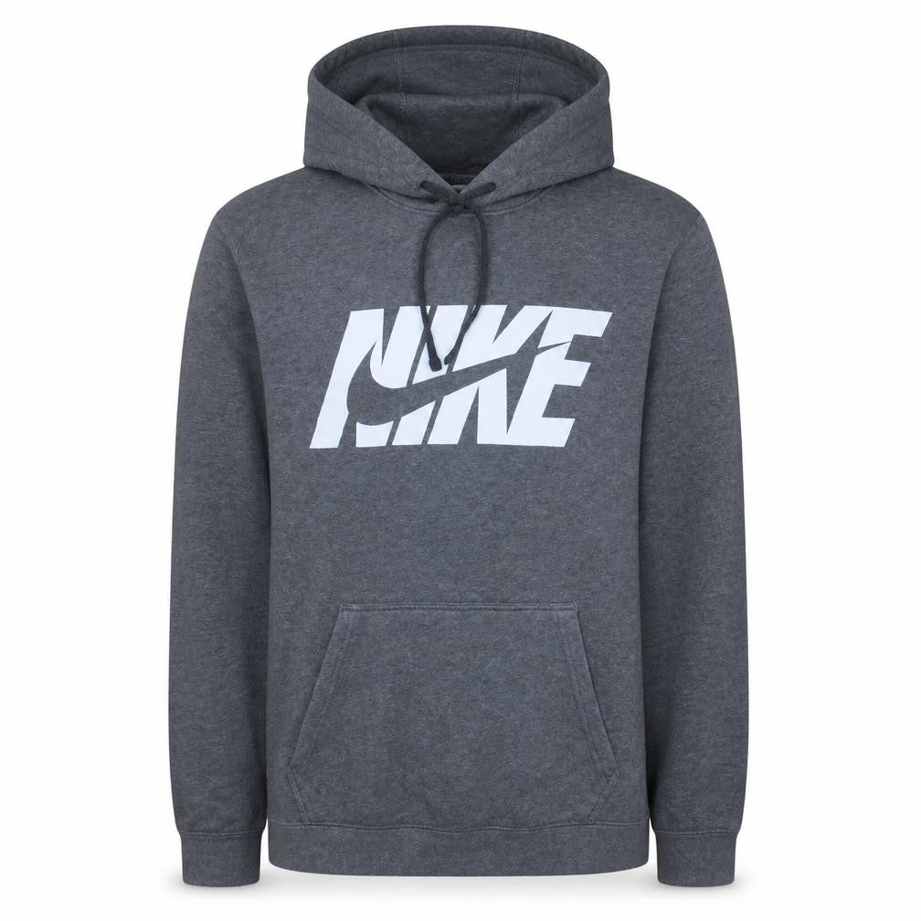 Nike Men's Grey Pullover Hoodie M Sports Logo Fleece Sweatshirt