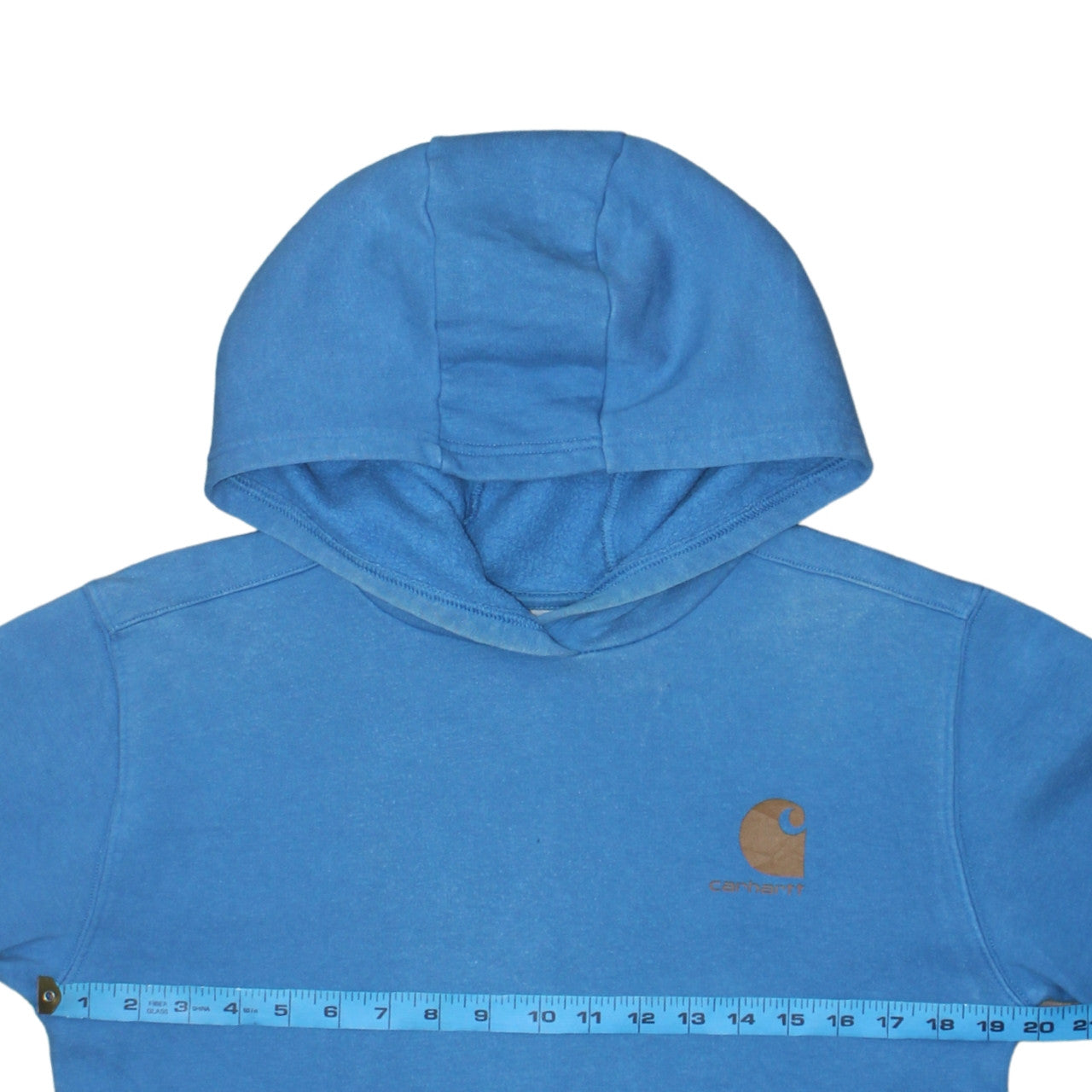 Carhartt Teens Blue Pullover Hoodie Logo Print Size 14 Slim