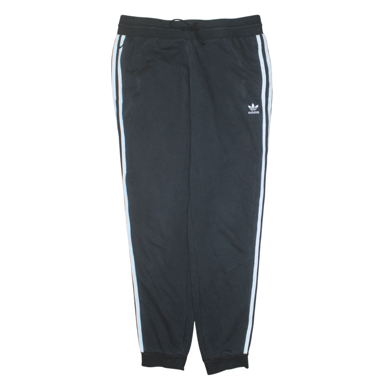 Adidas Womens Black Jogger Trousers Size L 16-18 Stripe Activewear