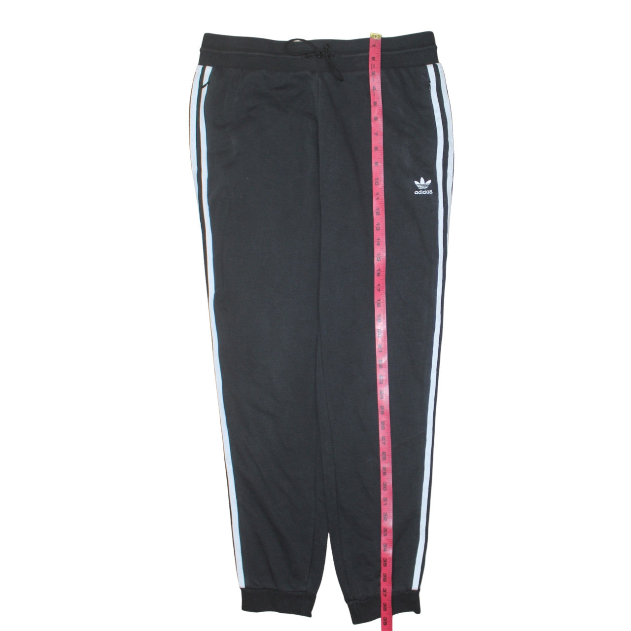 Adidas Womens Black Jogger Trousers Size L 16-18 Stripe Activewear
