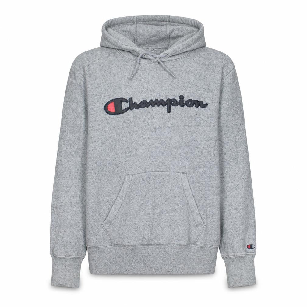 Champion Men’s Grey Pullover Hoodie Small Logo Fleece Sweatshirt